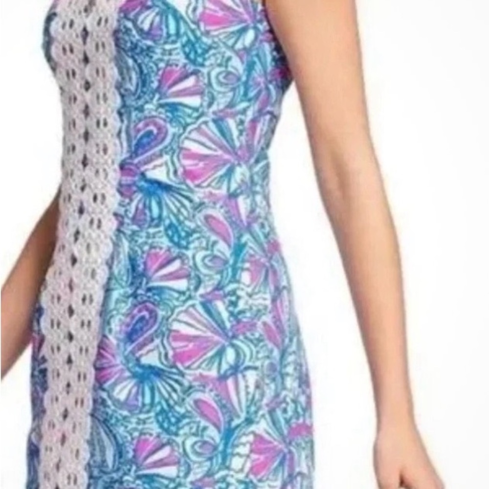 Lilly Pulitzer for Target Blue and Pink Patterned Dress With Lace Size 8